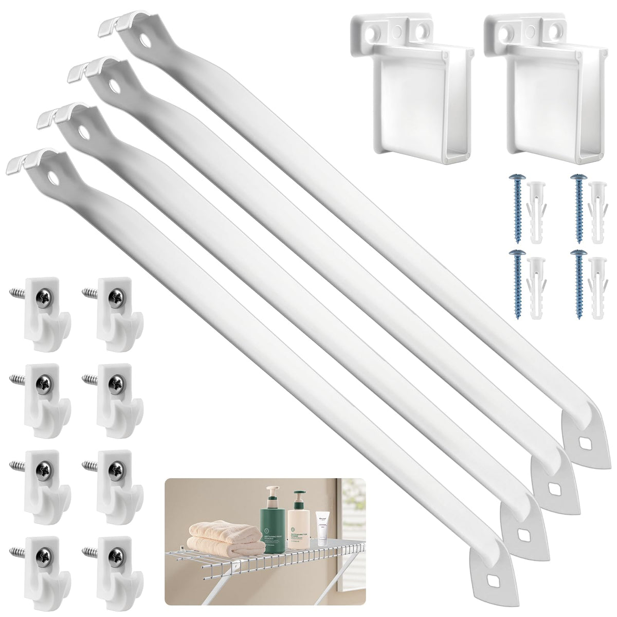 Sissinda 12-inch wire shelf brackets pack for sturdy closet storage