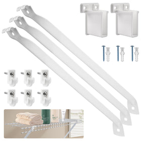 Sissinda 12-inch wire shelf brackets set shows durable epoxy coating for heavy loads.