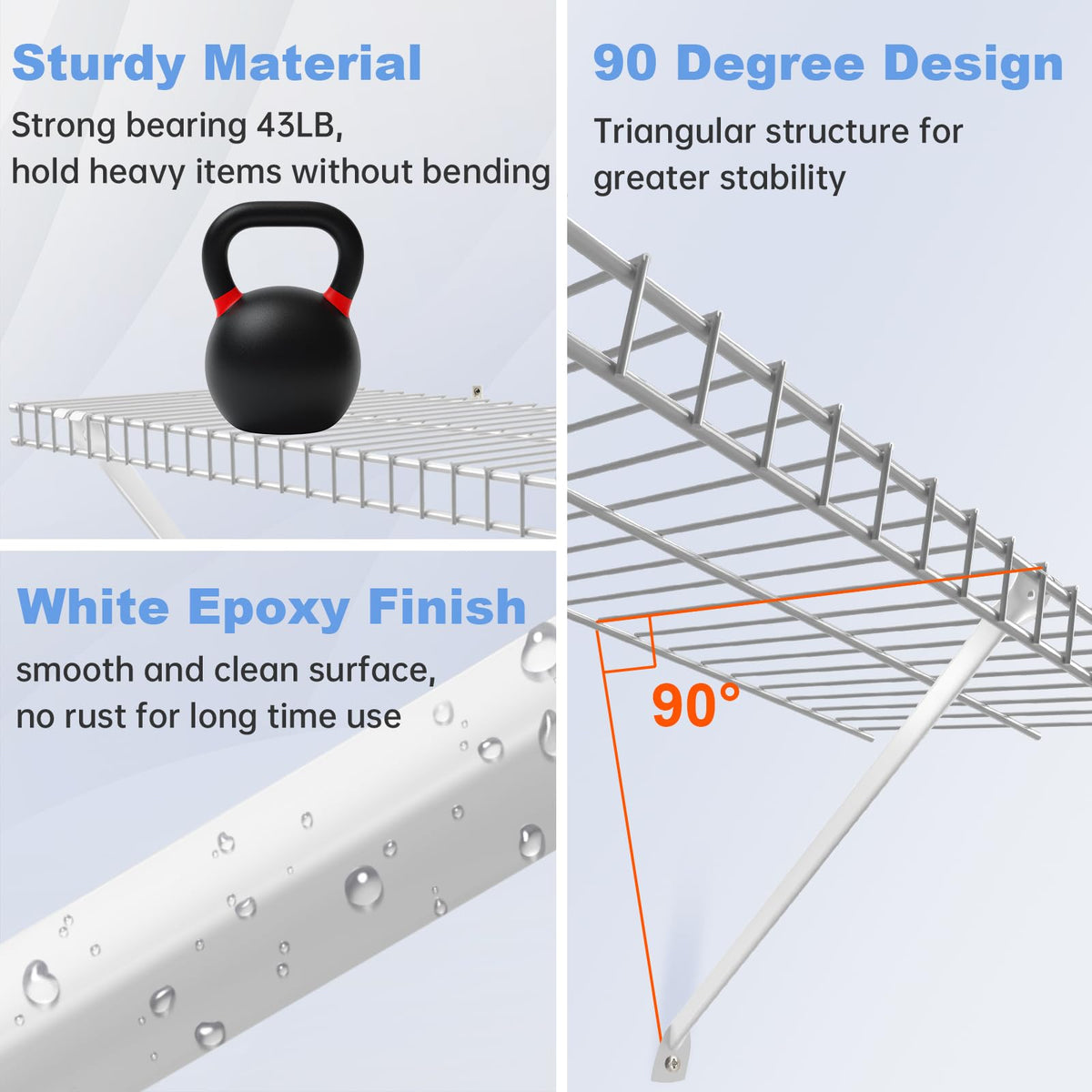 Sissinda epoxy-coated steel brackets offer durable, rust-resistant construction