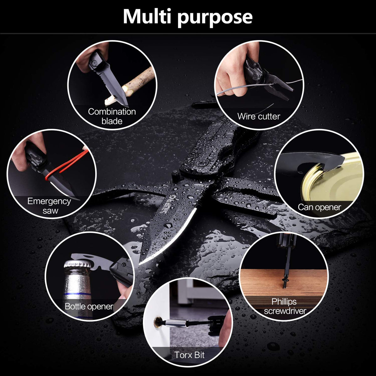 SIUPRO multitool with black oxide coating for rust resistance outdoors