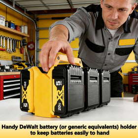 Sivsis dewalt-battery-holder-jobsite-workspace ensures fast access and organization.