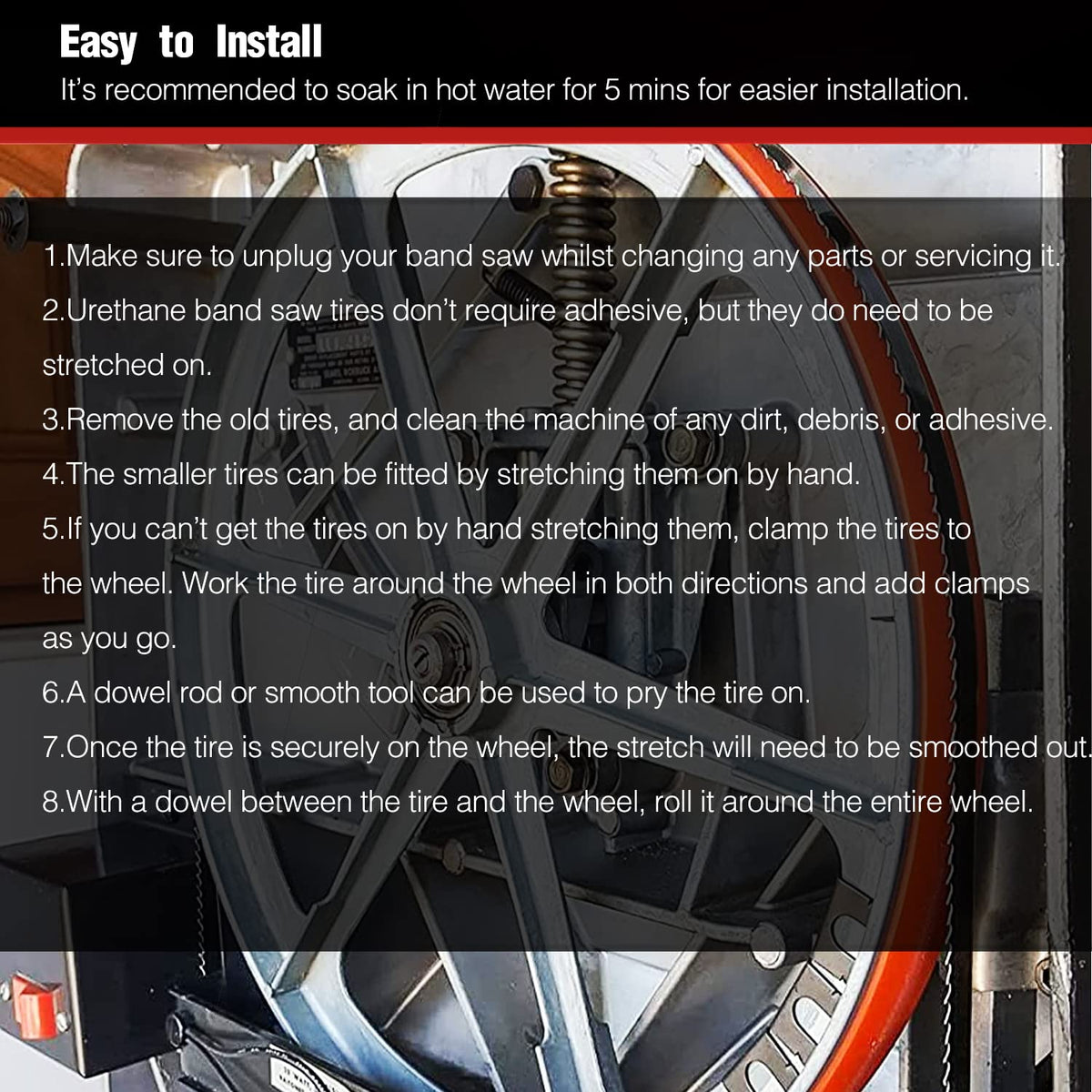 Easy installation: remove old tire and snap on Sixcow tire.