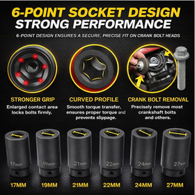 Sixcow half-inch drive weighted 24mm socket for stubborn pulleys.