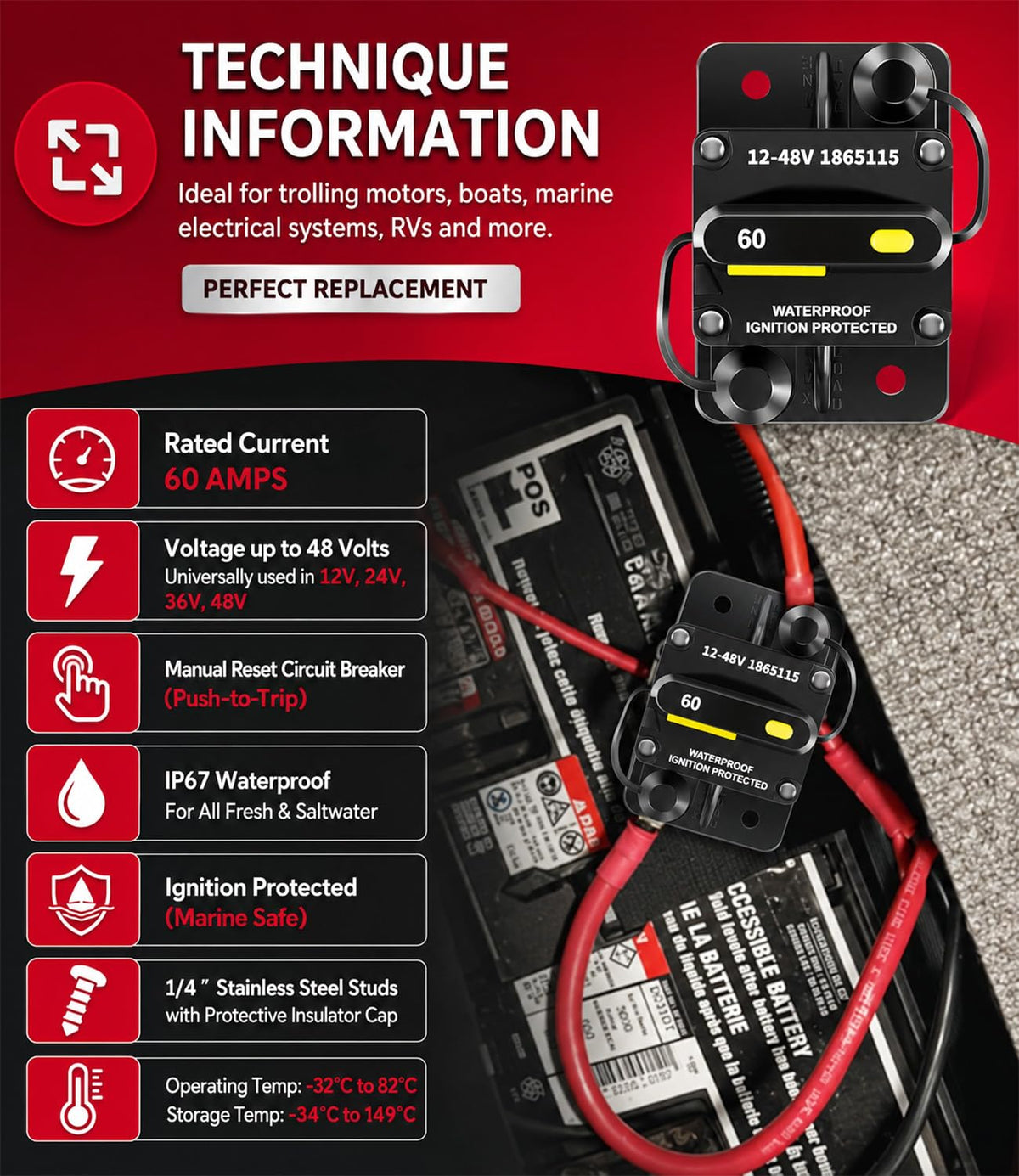 Sixcow MKR-27 studs with insulator cap enable secure connections.
