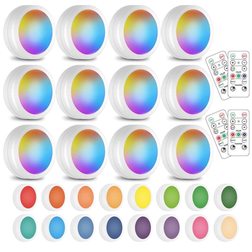 SIXDEFLY puck light 12-pack for cabinet and hallway illumination