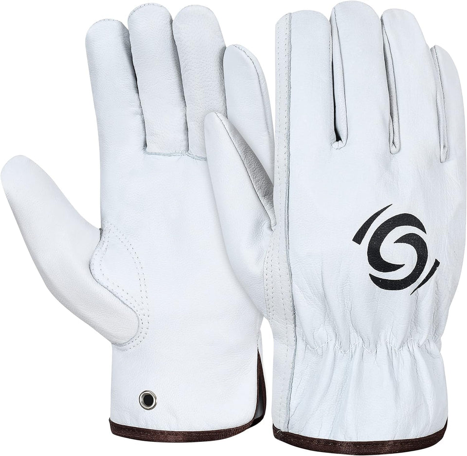 SIXPO Leather Work Gloves pack of 12 in view, ready for versatile use