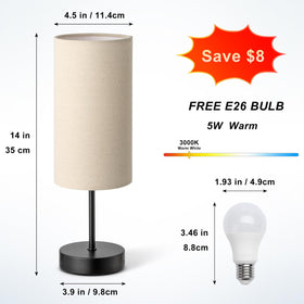 SIXZOONM bedside lamp with black metal base adds sturdy elegance