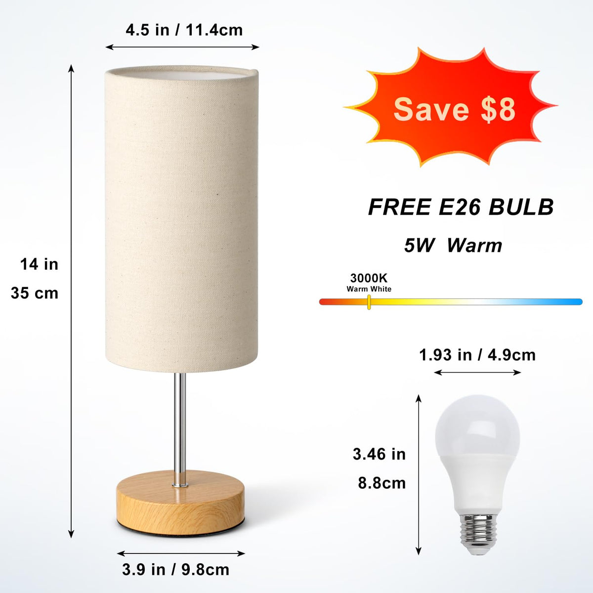Sixzoonm lamp base in wood finish complements rustic minimalist decor.