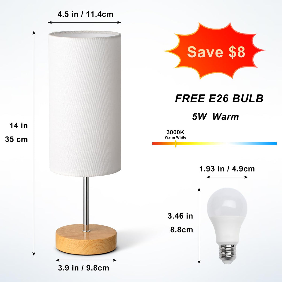 SIXZOONM nightstand lamp with an on-off switch for easy bedside control