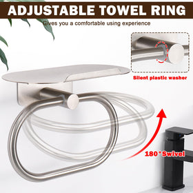 Siyzda easy-installation towel ring shelf combo for quick setup.