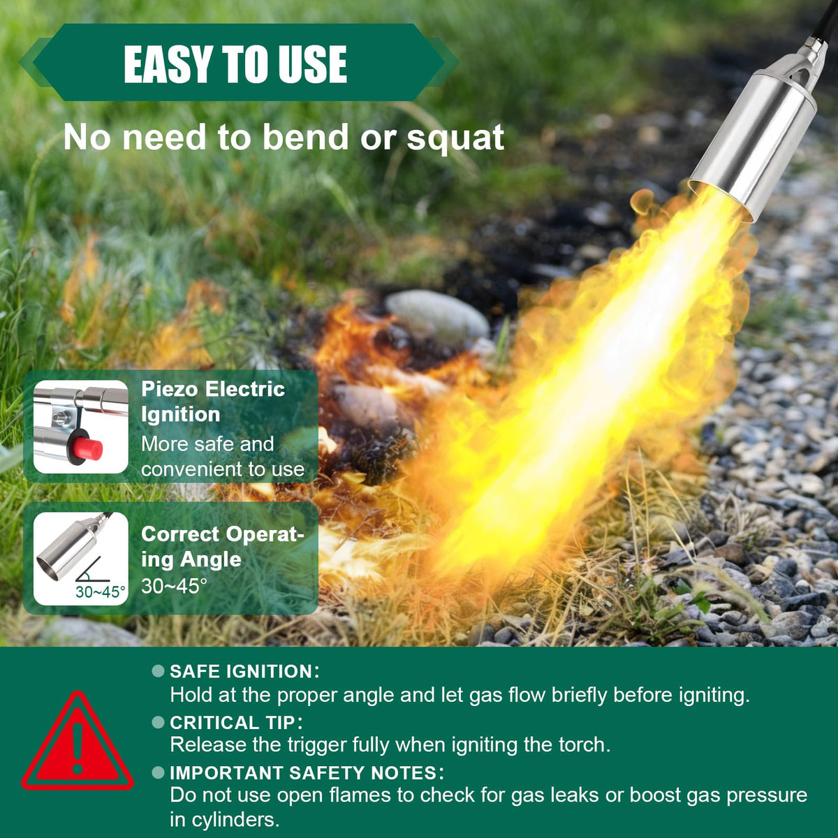 Siziviki flame torch aiding debris cleanup and outdoor maintenance.