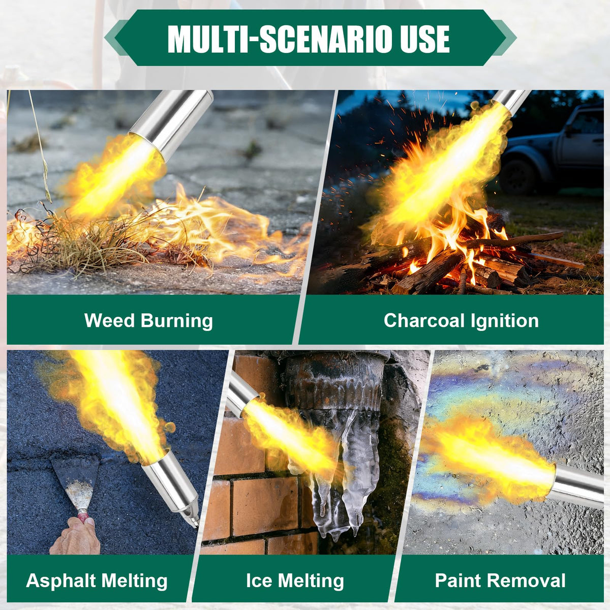 Siziviki propane torch supports 1 lb cylinders and 5-20 lb tanks for flexibility.