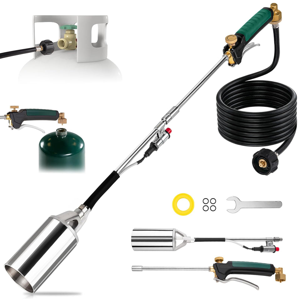 Siziviki propane torch weed burner in action for efficient outdoor weed control.