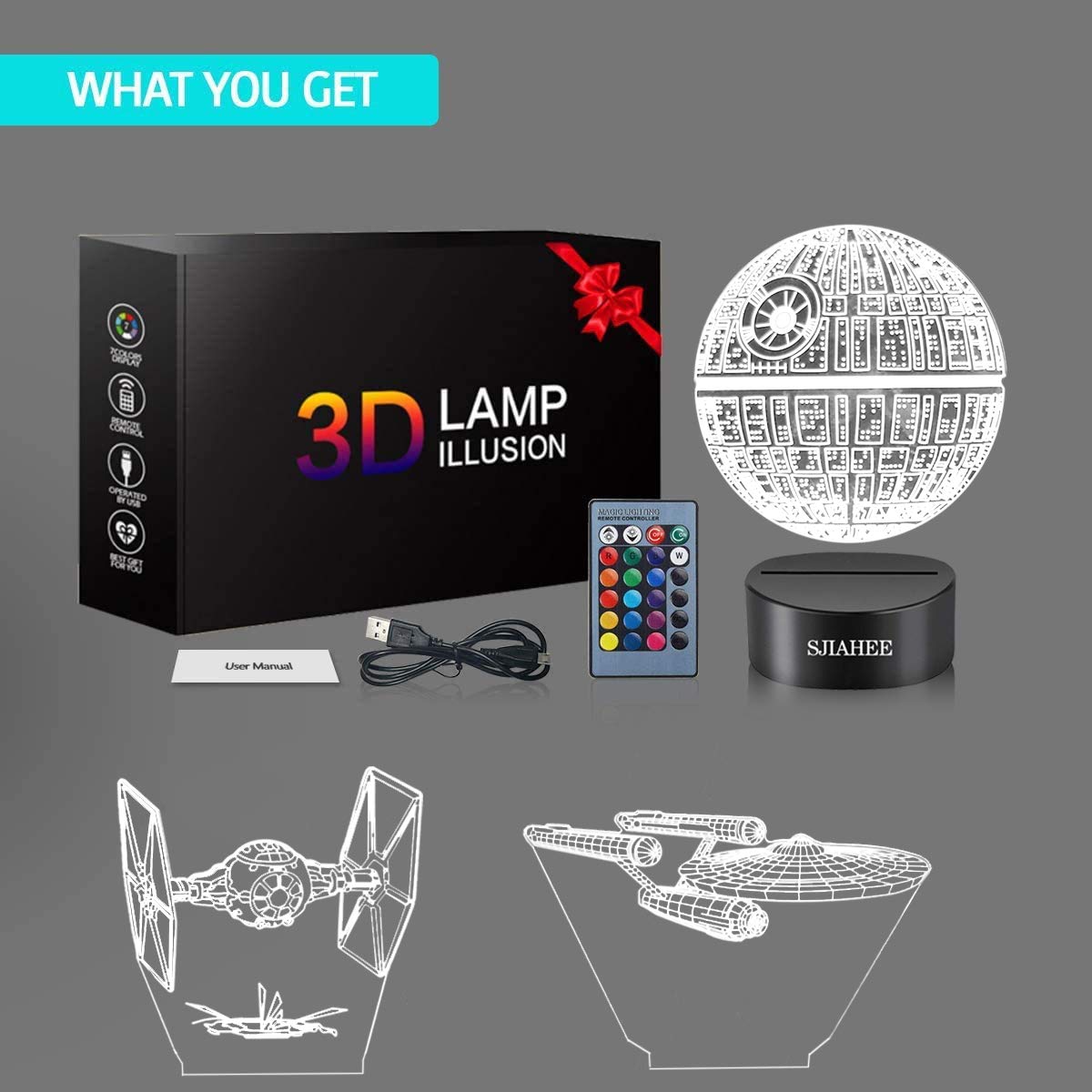 SJIAHEE 3D Star Wars lamp color changing mode adds mood lighting.