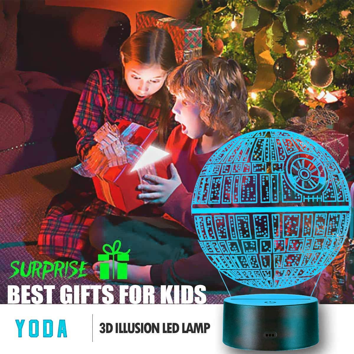 SJIAHEE 3D Star Wars lamp pattern option three brightens playrooms.