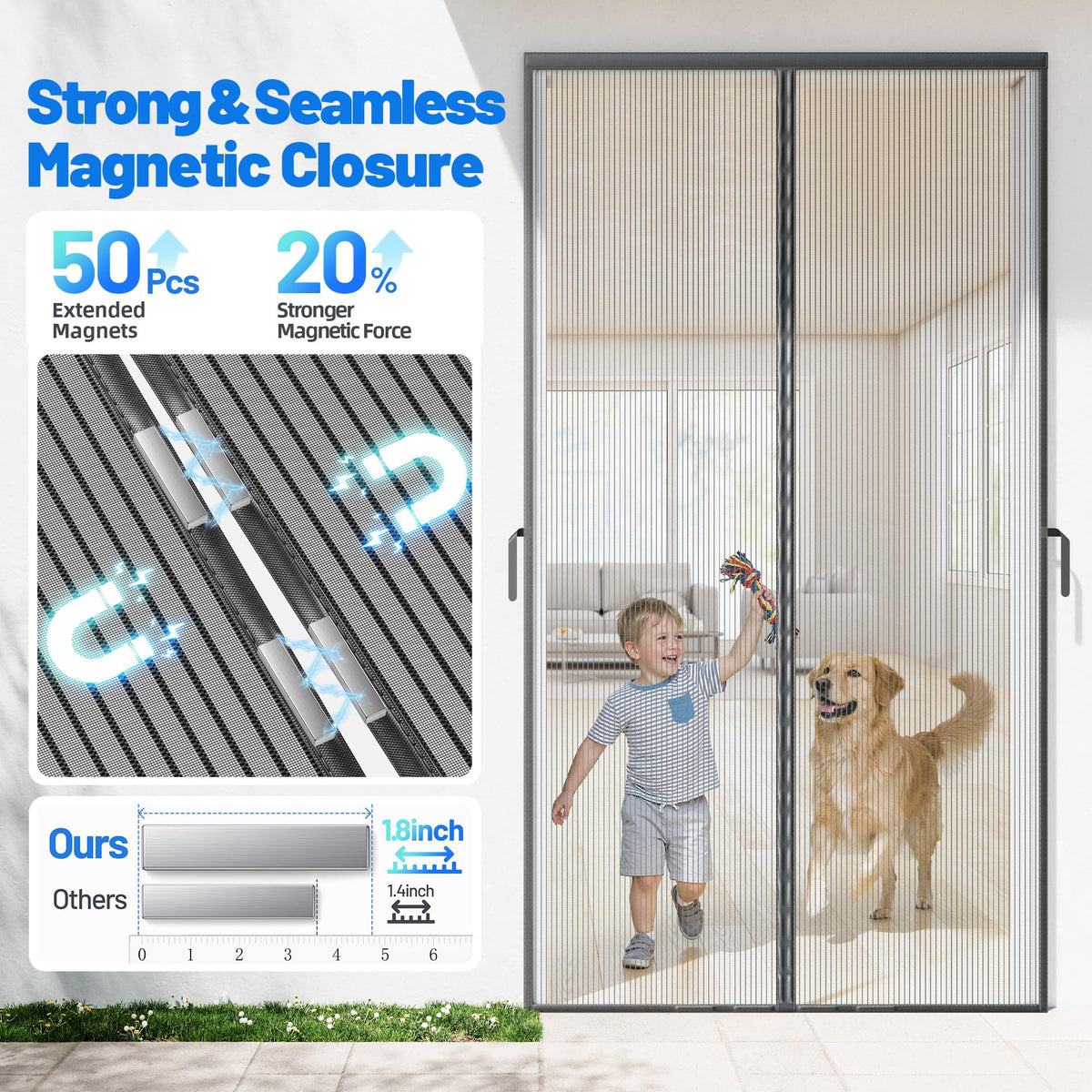 Sjuznng bottom-weighted gravity bars keep the screen steady in wind.