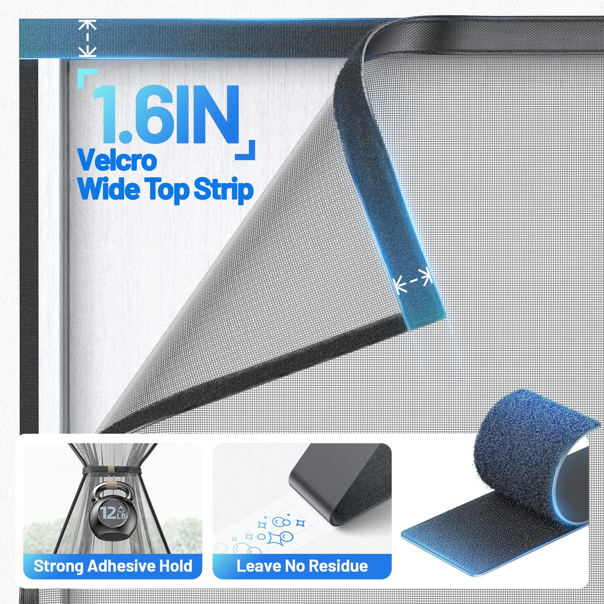 Sjuznng foldable, removable net stores compactly when not in use.