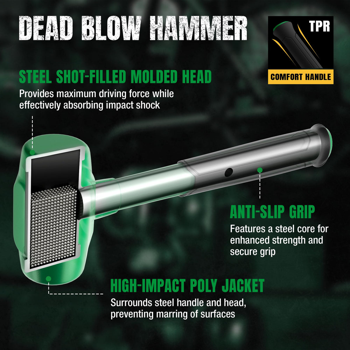 SK 28oz Dead Blow Hammer A3 steel shell for durability