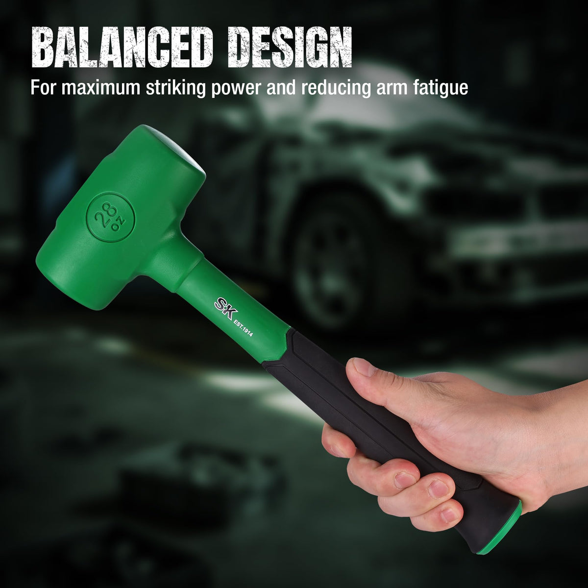SK 28oz Dead Blow Hammer balanced design for reduced fatigue