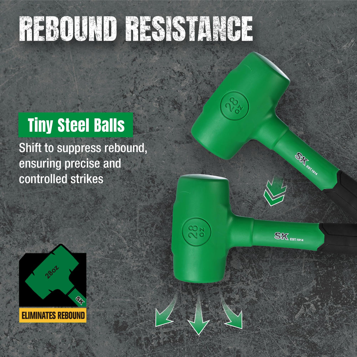 SK 28oz Dead Blow Hammer poly jacket protects work surfaces