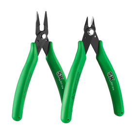 SK 2-Piece Shear-Cutter Pliers Set with flush cutter 5-inch closeup showing clean edge and compact size.