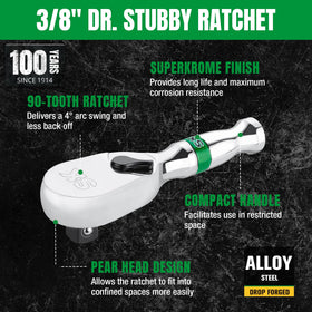Enclosed head design of SK ratchet protects the mechanism from dust.