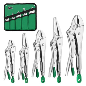 SK 5-piece locking pliers set with rolling pouch for easy storage