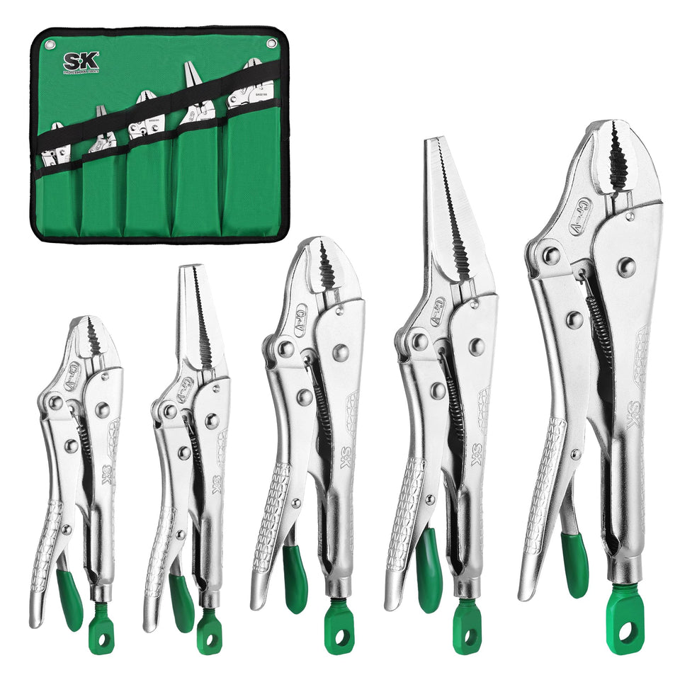 SK 5-piece locking pliers set with rolling pouch for easy storage