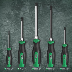 SK 5-Piece Phillips screwdriver set SureGrip handle for comfort and precision during torque.