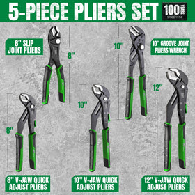 SK 5-piece pliers set 10-inch V-Jaw water pump pliers at work.