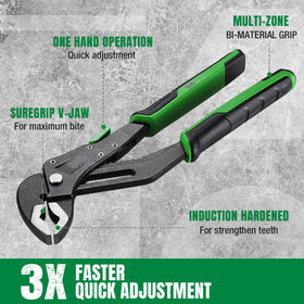 SK 5-piece pliers set 12-inch V-Jaw water pump pliers in use.