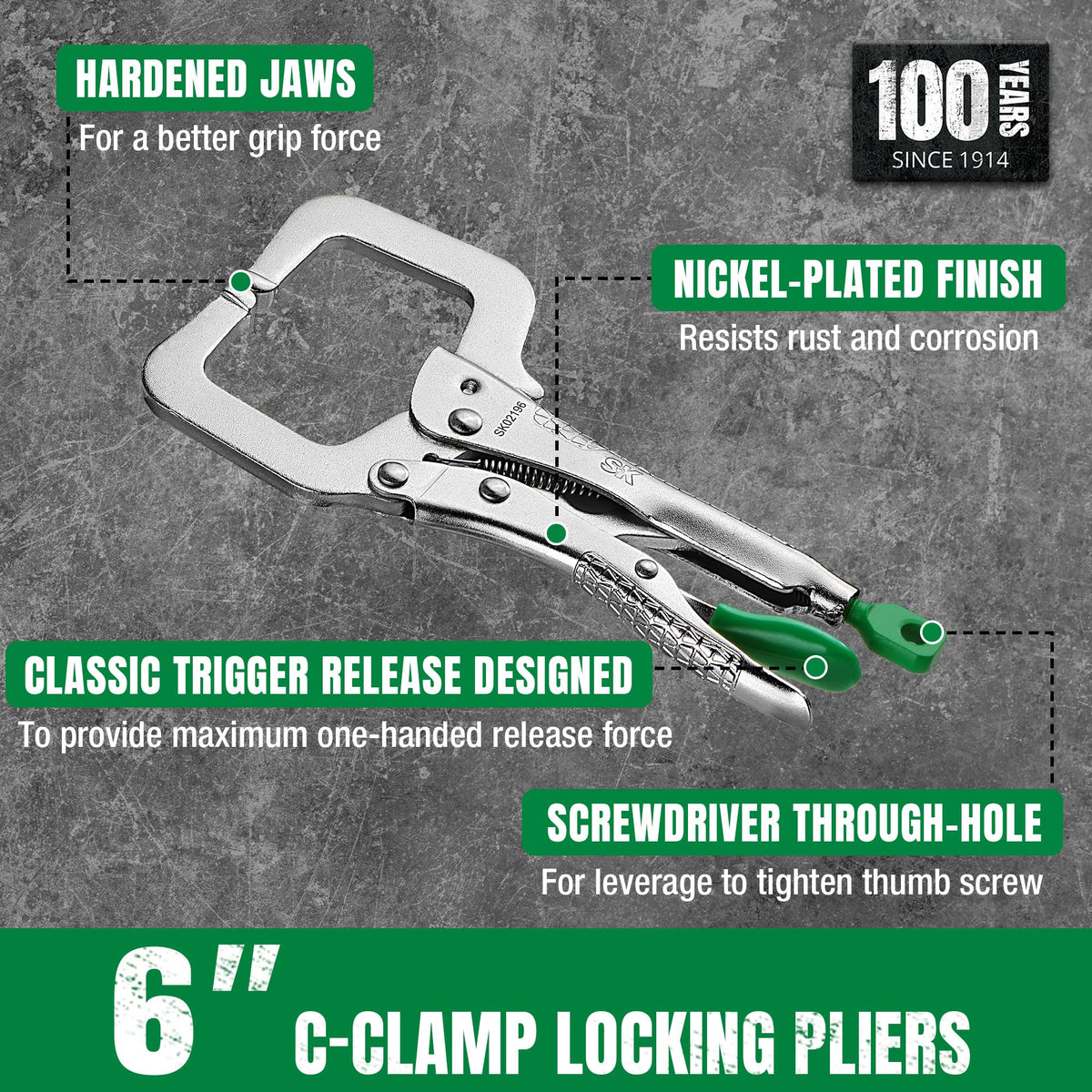 SK 6-Inch CR-V steel pliers designed for durability across demanding tasks