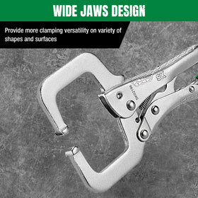 SK 6-Inch locking pliers with hardened jaws provide reliable grip on varied shapes