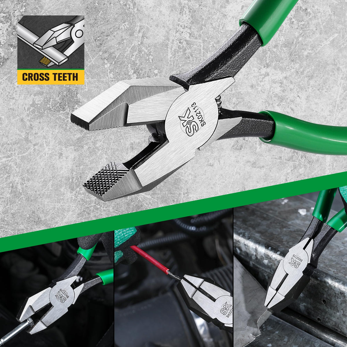 SK 9-inch ironworker's pliers lacquer-finish resists wear.