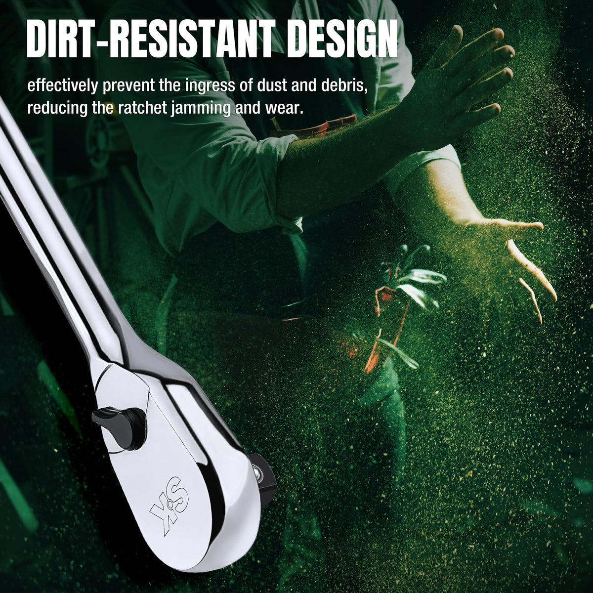 SK direction switch enables one-handed tightening or loosening.