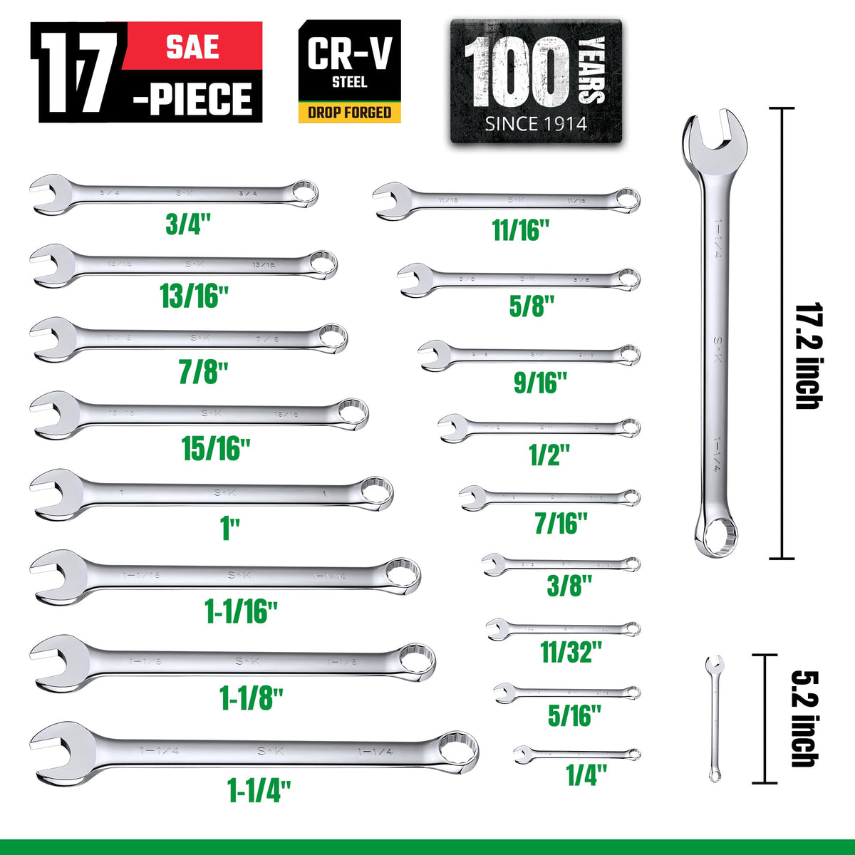 SK drop forged chrome vanadium steel image emphasizes strength and durability