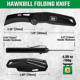 SK Hawkbill lanyard hole adds quick attachment for secure carry.
