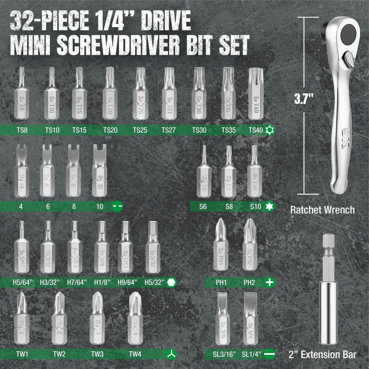 SK S2 steel bits deliver strong, durable performance for demanding tasks.