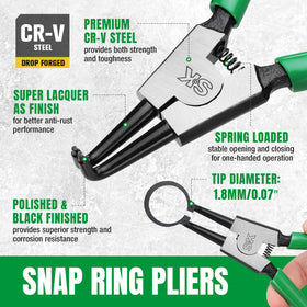 SK snap ring pliers 7-inch 90-degree external jaw for easy clip placement.