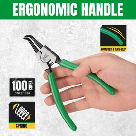 SK snap ring pliers ergonomic anti-slip grips reduce hand fatigue during use.