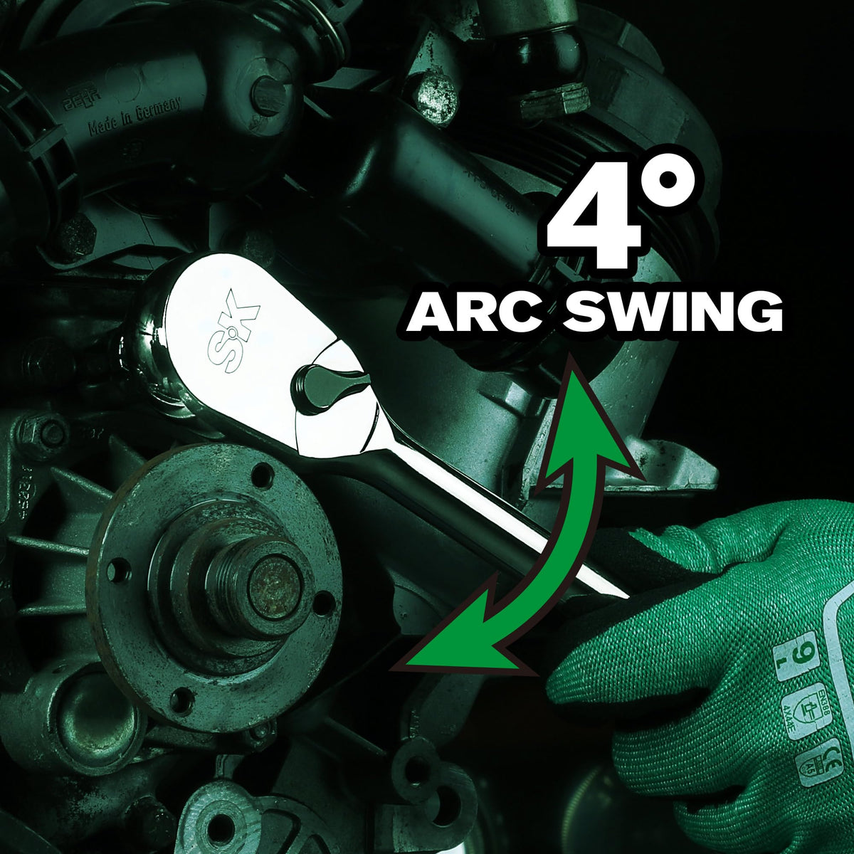 SK superkrome finish resists wear in tough shop tasks.