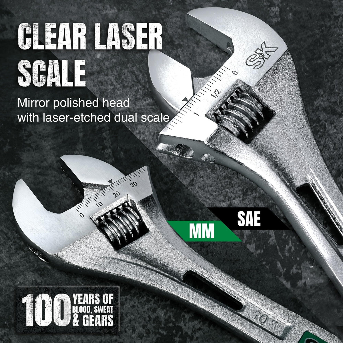 SK wrench set with 10-inch opening for hard-to-reach fasteners