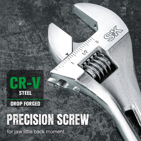Durable chrome-vanadium steel finish on SK wrenches resists corrosion