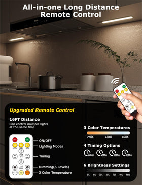 Skairipa under-cabinet lights with remote for versatile color temps and timings