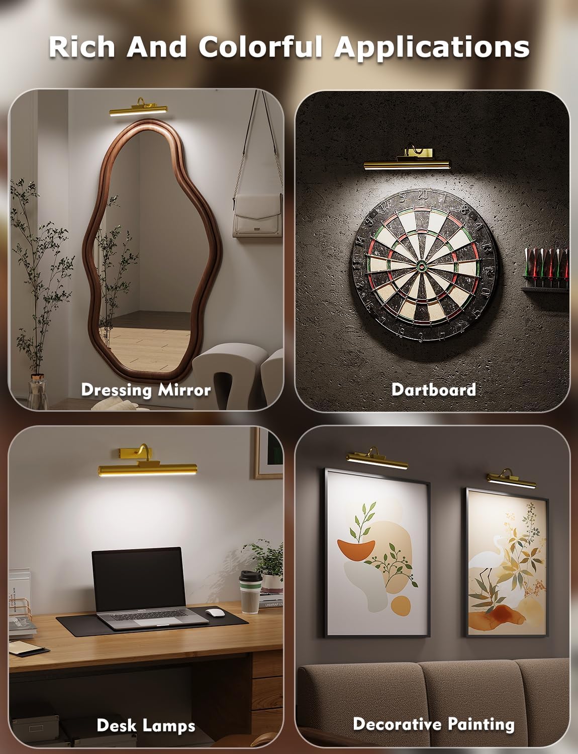 Skairipa versatile gold picture light for wall art and decor