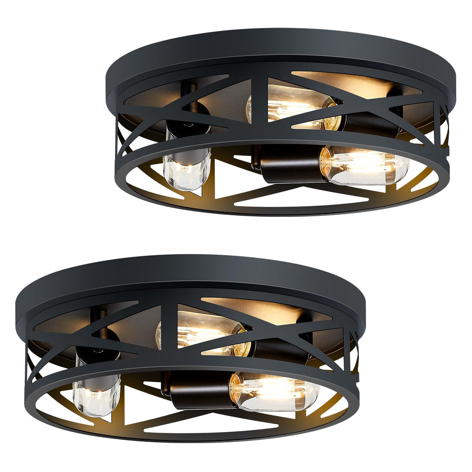 SKEJAO 13-inch black flush-mount 3-light fixture for hallways and entryways