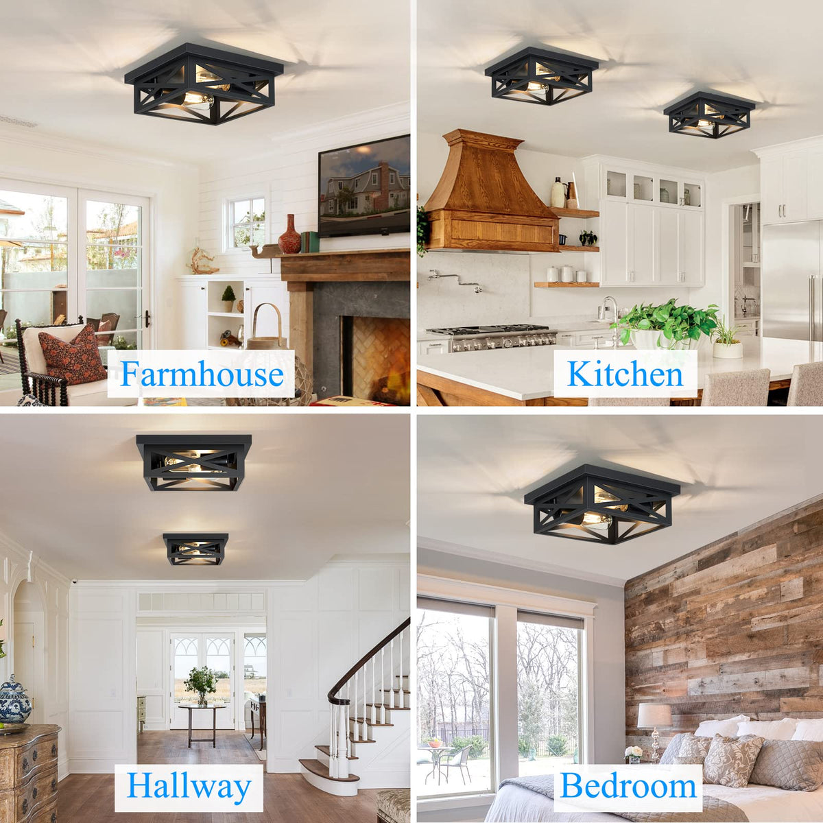 SKEJAO black ceiling light frame detail emphasizes rust resistance and timeless style