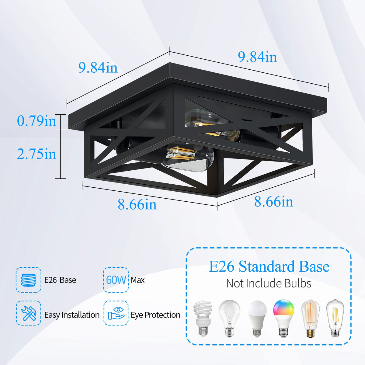 SKEJAO flush mount close-up showing durable metal construction and clean lines