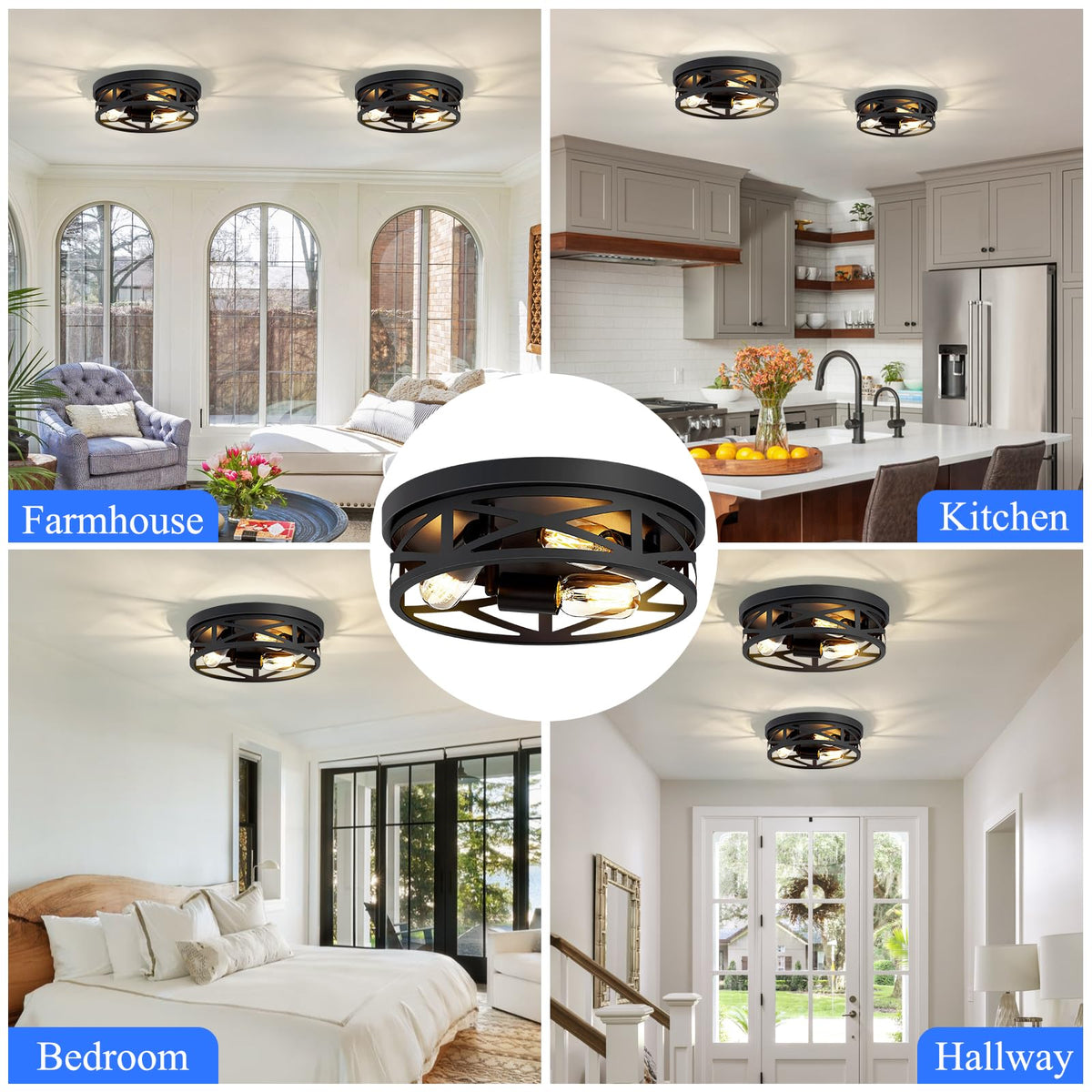 SKEJAO farmhouse ceiling light adds industrial charm