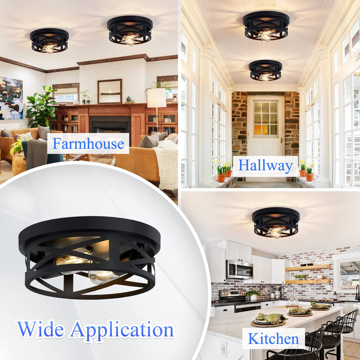 SKEJAO farmhouse kitchen light in black offers timeless style.